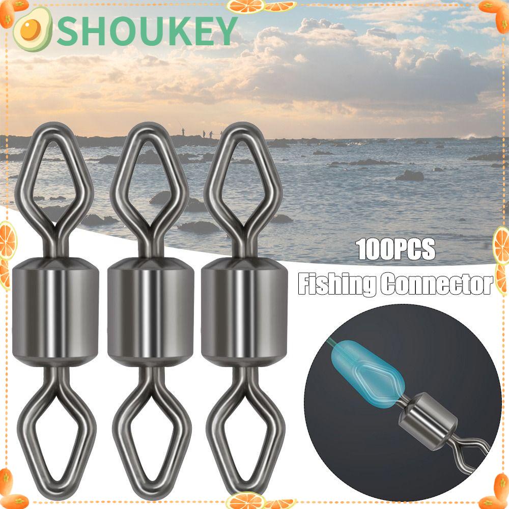 SHOUKEY Set 100 Khuyên Nối Câu Cá Bằng Thép Không Gỉ