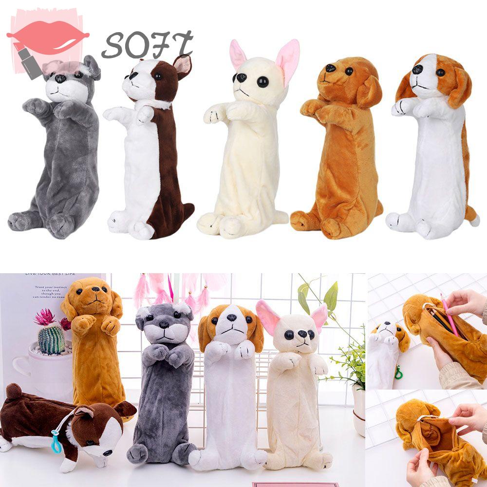SOFTNESS 1 Túi Đựng Bút Hình Búp Bê Hoạt Hình Dễ Thương
