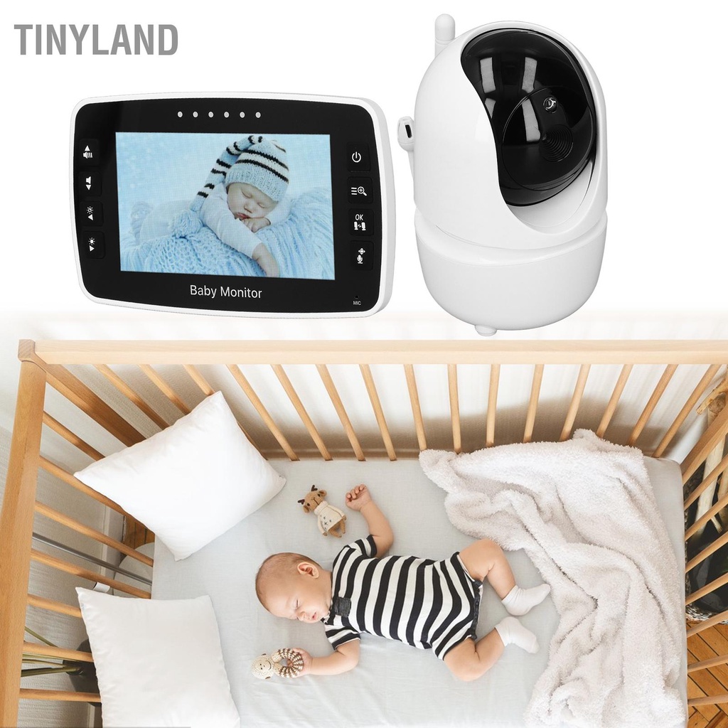 TinyLand Video 4.3Inch Baby Monitor Màn hình IPS không dây 2X Hiển thị nhiệt độ Tầm nhìn ban đêm 2 chiều Camera giữ trẻ 100‑240V cmman