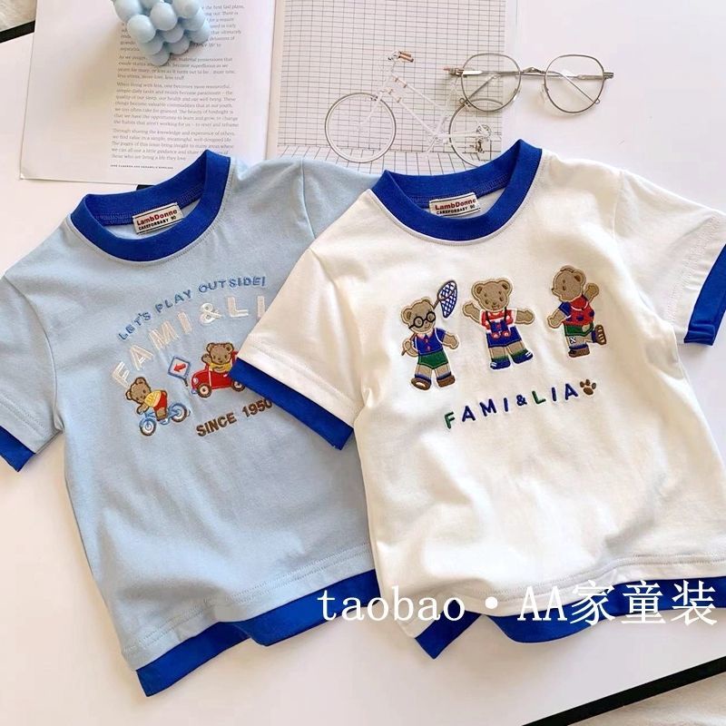 Áo Thun Cotton Tay Ngắn Cổ Tròn Thêu Họa Tiết Hoạt Hình Phong Cách Phương Tây Thời Trang Mùa Hè Cho Bé Gái