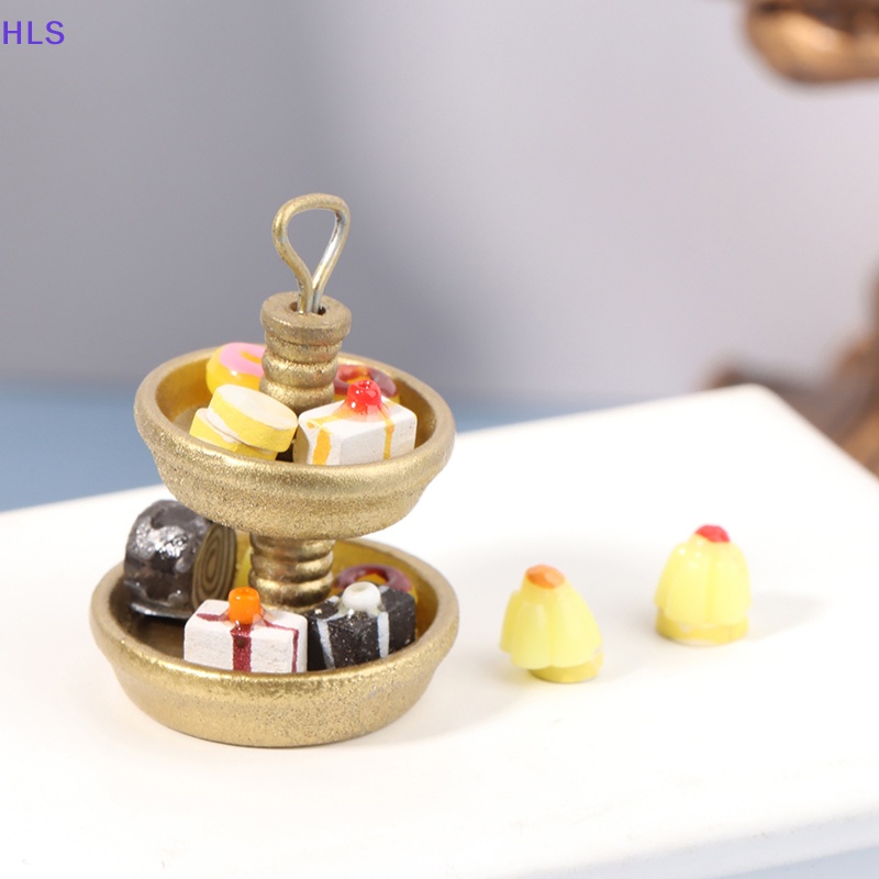 Khay Đựng Bánh Tráng Miệng Hai Tầng Trang Trí Nhà Búp Bê 1: 12