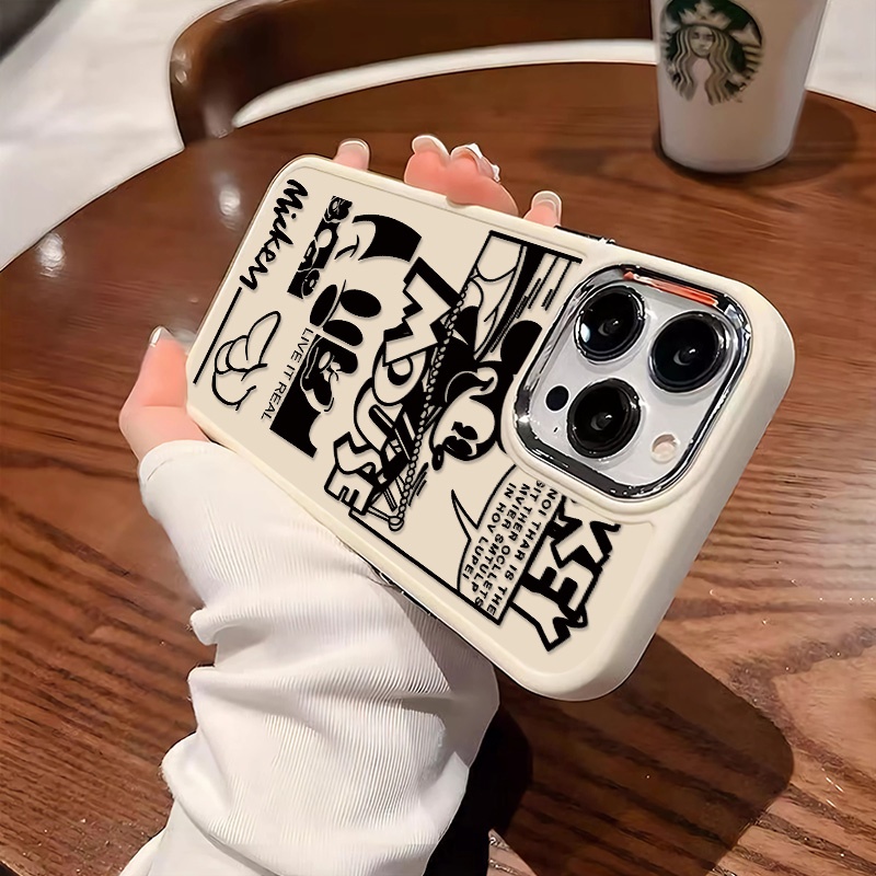 Ốp Điện Thoại Silicon Mềm Chống Sốc Nút Kim Loại Hình Chuột Dễ Thương Cho IPhone 14 13 12 11 Pro Max XS X XR 8 + 7 Plus