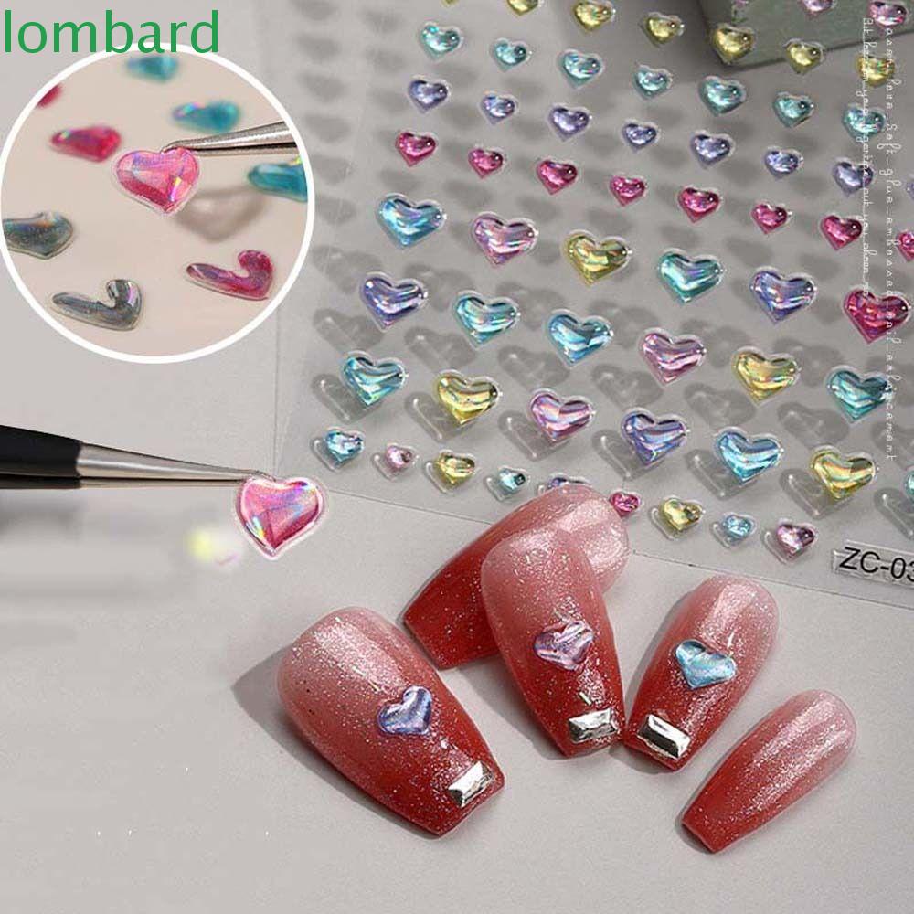 LOMBARD Miếng Dán Trang Trí Móng Tay Hình Trái Tim / Bươm Bướm Chất Liệu Mềm Mại Thời Trang Cho Nữ