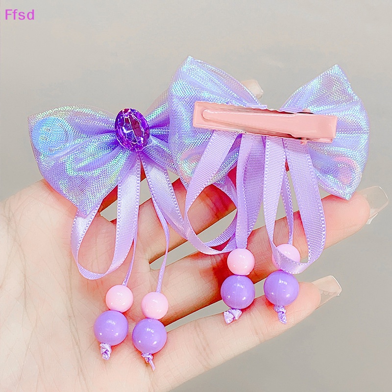 {Ffsd} Kẹp Tóc Nơ Tua Rua Đính Kim Cương Nhiều Màu Sắc Nhỏ Nhắn Làm Quà Tặng Cho Bé Gái * Bán Chạy