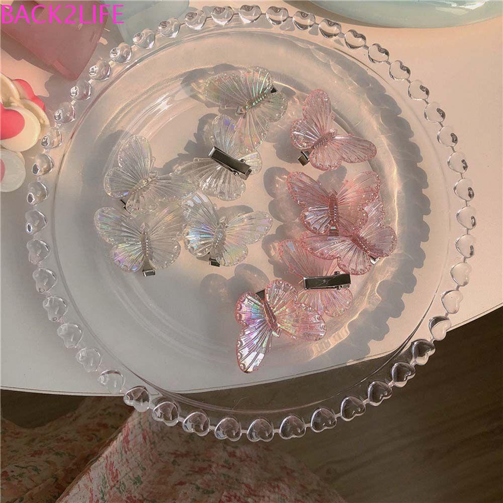 BACK2LIFE Kẹp Tóc Mỏ Vịt Bằng Acrylic Trong Suốt Phong Cách Vintage Đơn Giản Cho Nữ