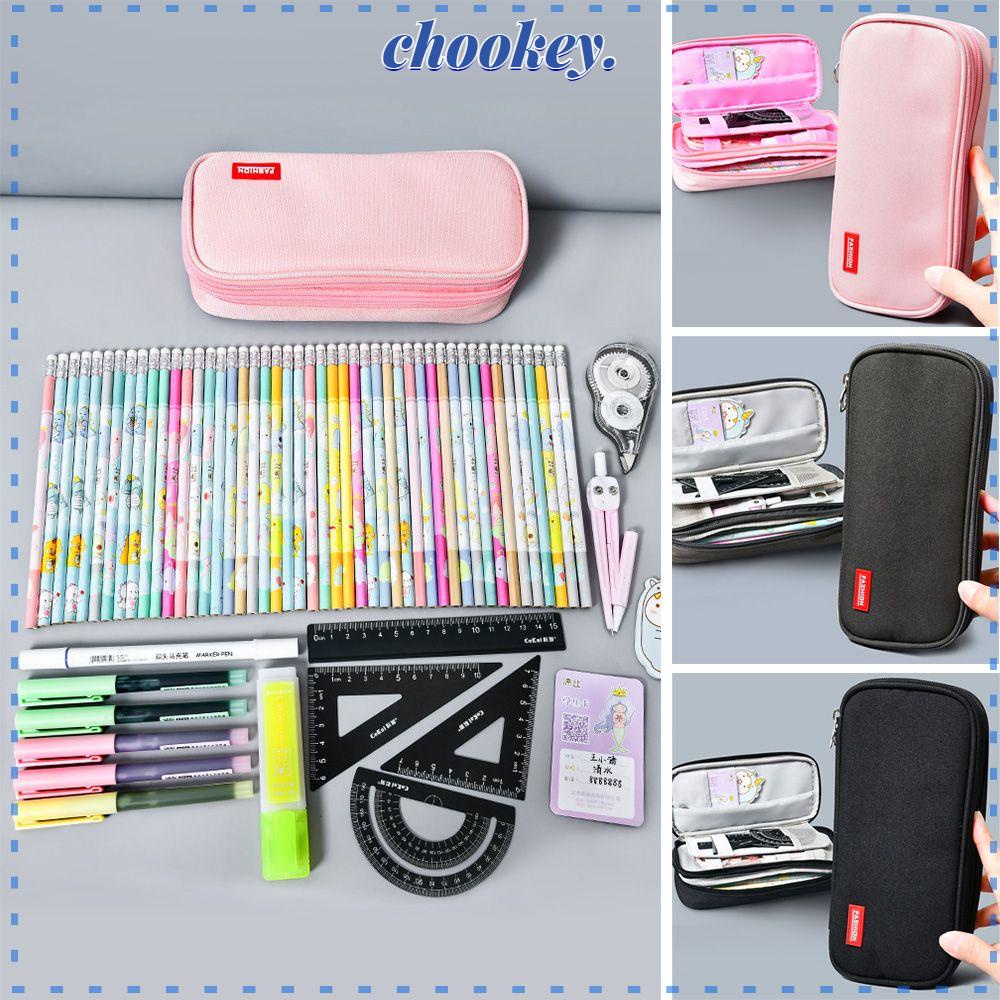 CHOOKEY Túi Đựng Bút Bằng Vải Canvas Sức Chứa Lớn Tiện Dụng