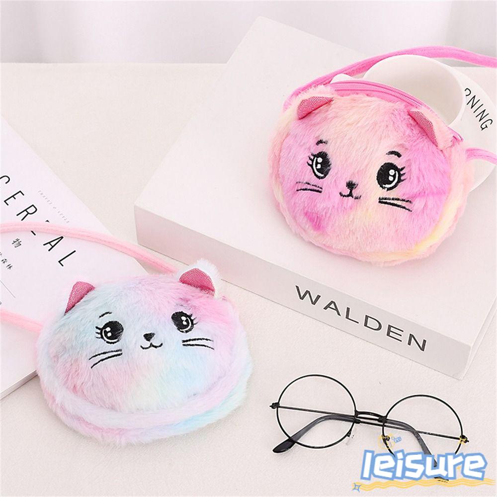 LEISURE Túi Đeo Vai Mini Mềm Mại Màu Cầu Vồng Dễ Thương Dùng Làm Quà Tặng