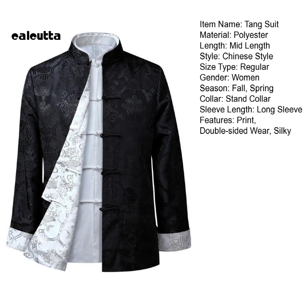 [calcutta] Áo Khoác Truyền Thống Trung Hoa Cổ Đứng Tay Dài Có Thể Đảo Ngược Giữ Ấm Phong Cách Trung Hoa Cổ Điển Cho Cuộc Sống Hàng