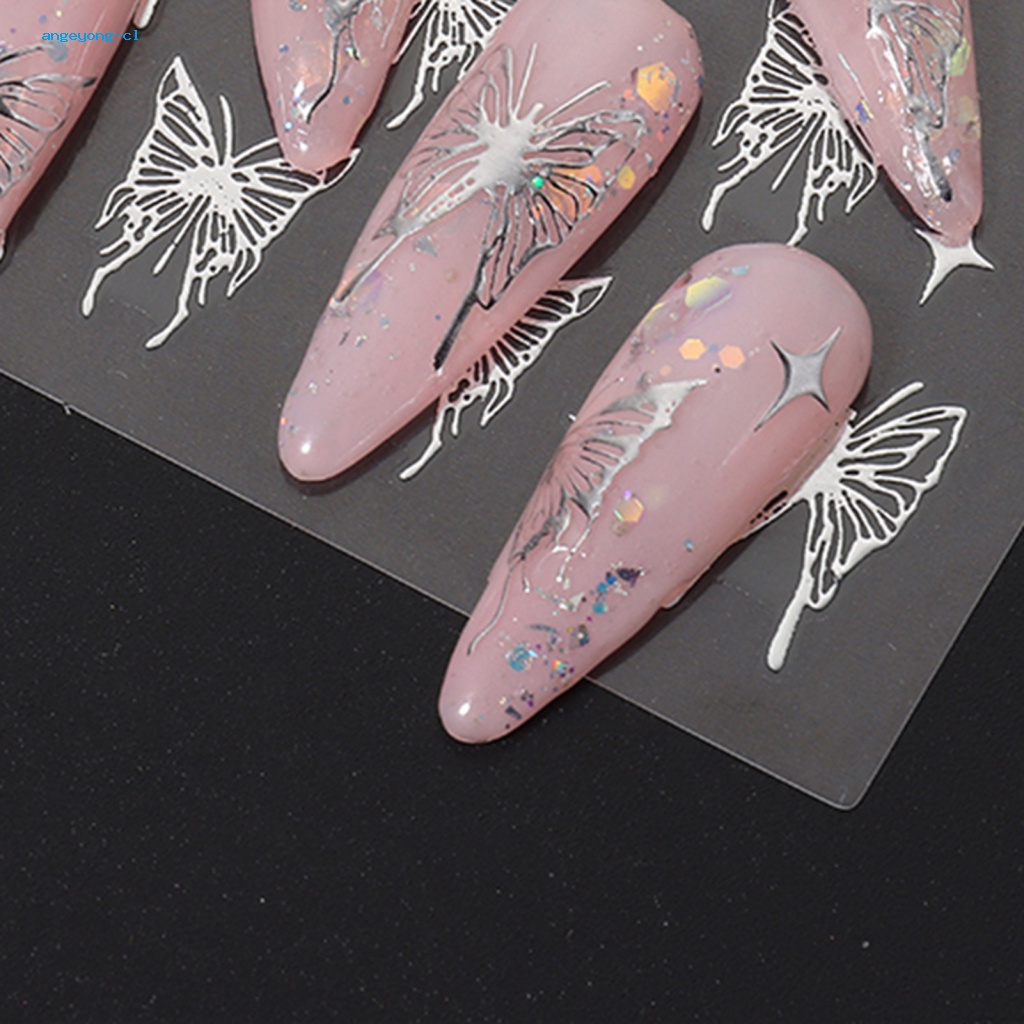 Set 2 Tờ Nhãn Dán Móng Tay Tạo Hiệu Ứng Lấp Lánh Siêu Mỏng Diy