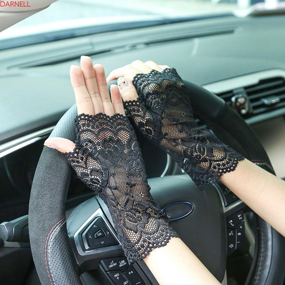DARNELL Găng Tay Ren Hoa Trong Suốt Chống Tia UV Cho Cô Dâu