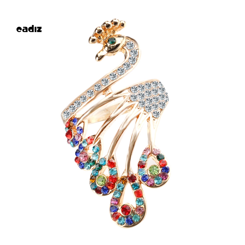 Nhẫn Mạ Vàng Hình Con Công Đính Đá Phong Cách Retro