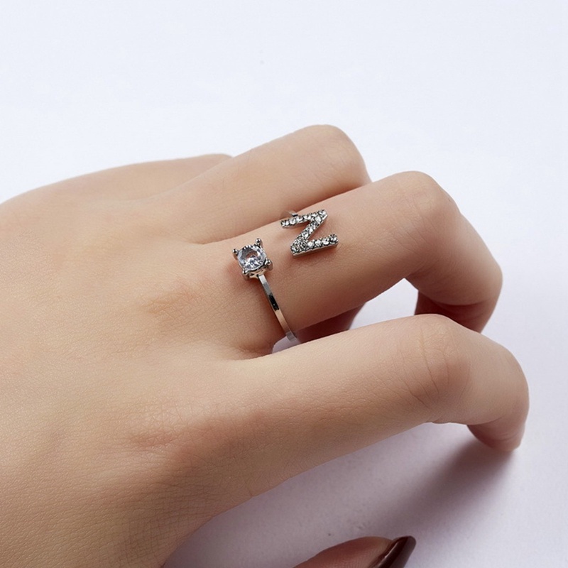 Nhẫn Mở In Chữ Cái Từ A-Z Có Thể Điều Chỉnh Kích Thước Cho Cặp Đôi