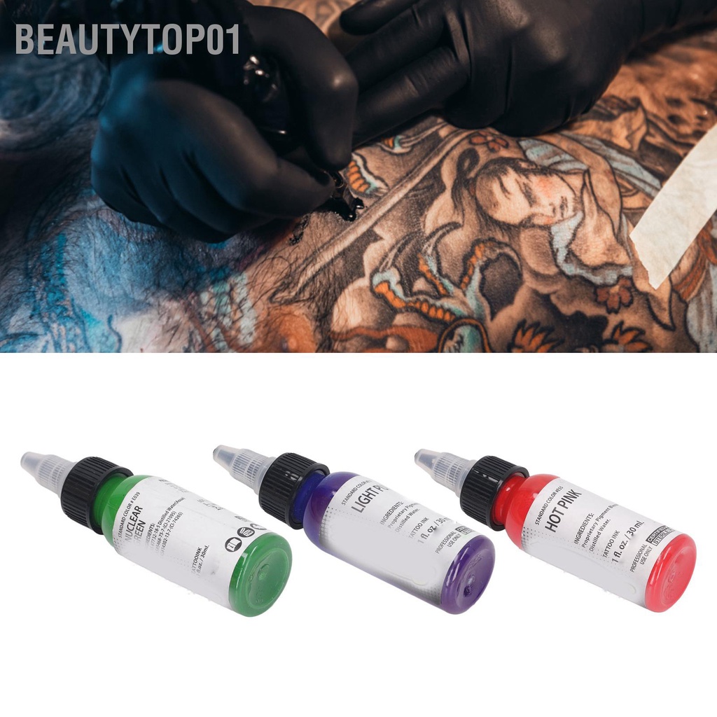 BeautyTop01 Mực xăm Bright Pure Long Lasting Thân thiện với da Sắc tố cho người mới bắt đầu 30ml