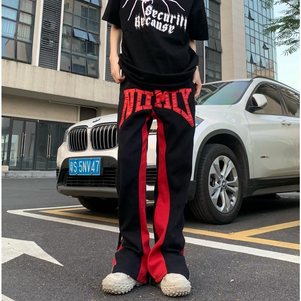 Quần Jean Dài Dáng Suông Rộng Có Khóa Kéo Phong Cách Hiphop Đường Phố Mỹ Cho Nam Và Nữ