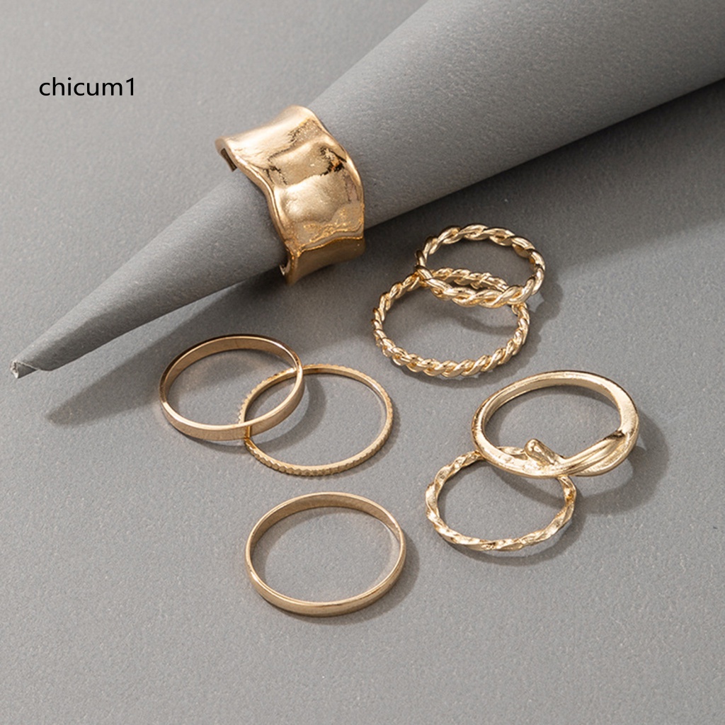 Set 8 Nhẫn Hợp Kim Kiểu Dáng Đơn Giản Thời Trang