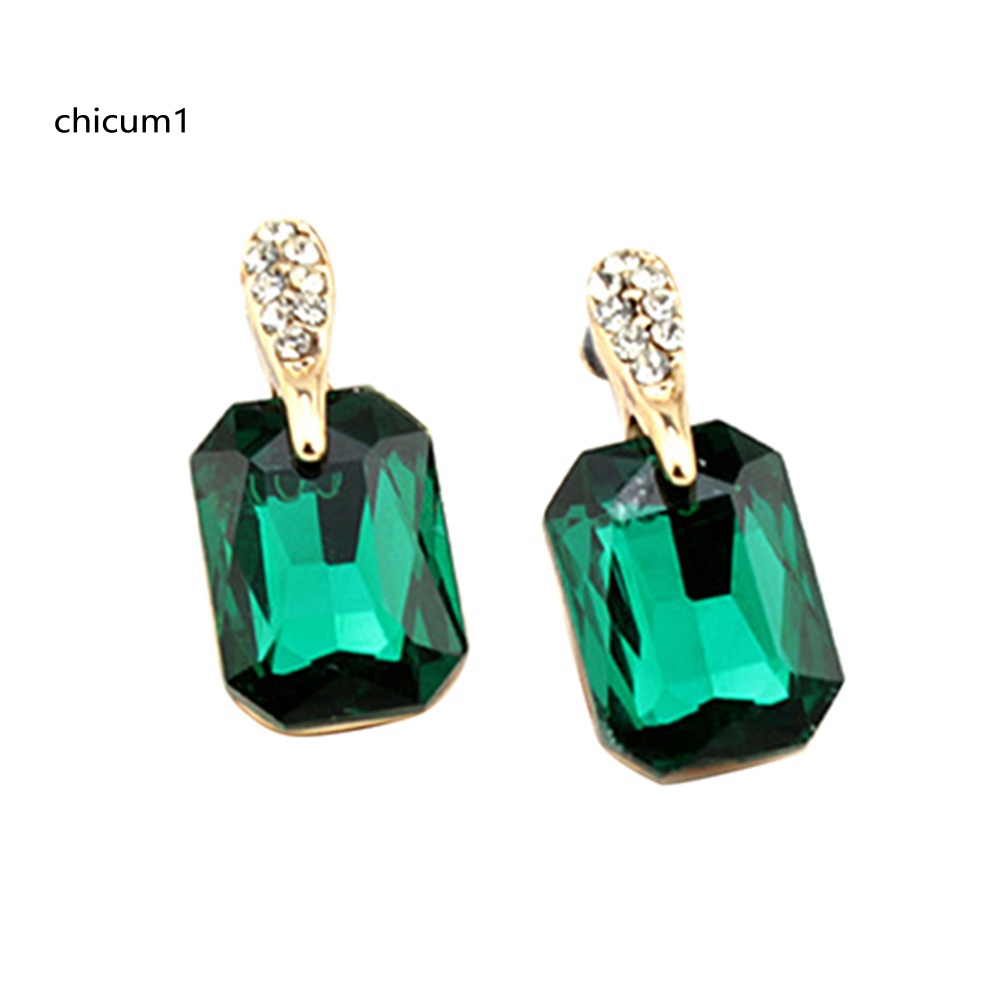 Khuyên Tai Đính Đá Chữ Nhật Thời Trang Nữ Tính