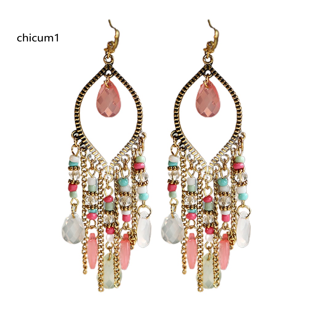 1 Đôi Bông Tai Hình Thác Nước Siêu Dài Phong Cách Bohemia Dành Cho Nữ