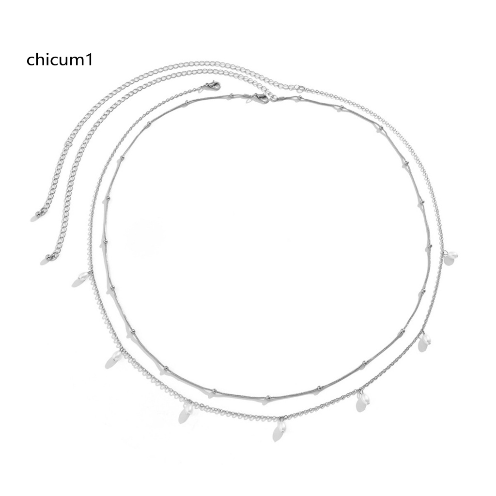 Set 2 Dây Xích Đeo Hông Hai Lớp Đính Ngọc Trai Nhân Tạo Có Thể Điều Chỉnh Cho Nữ