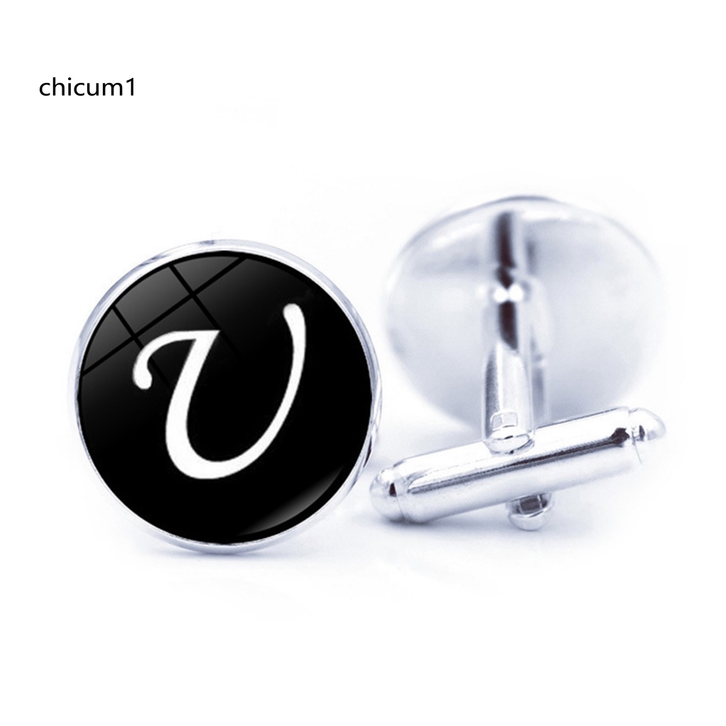 1 Cặp Khuy Măng Sét Mạ Điện Họa Tiết Chữ Cái Thời Trang Dành Cho Nam