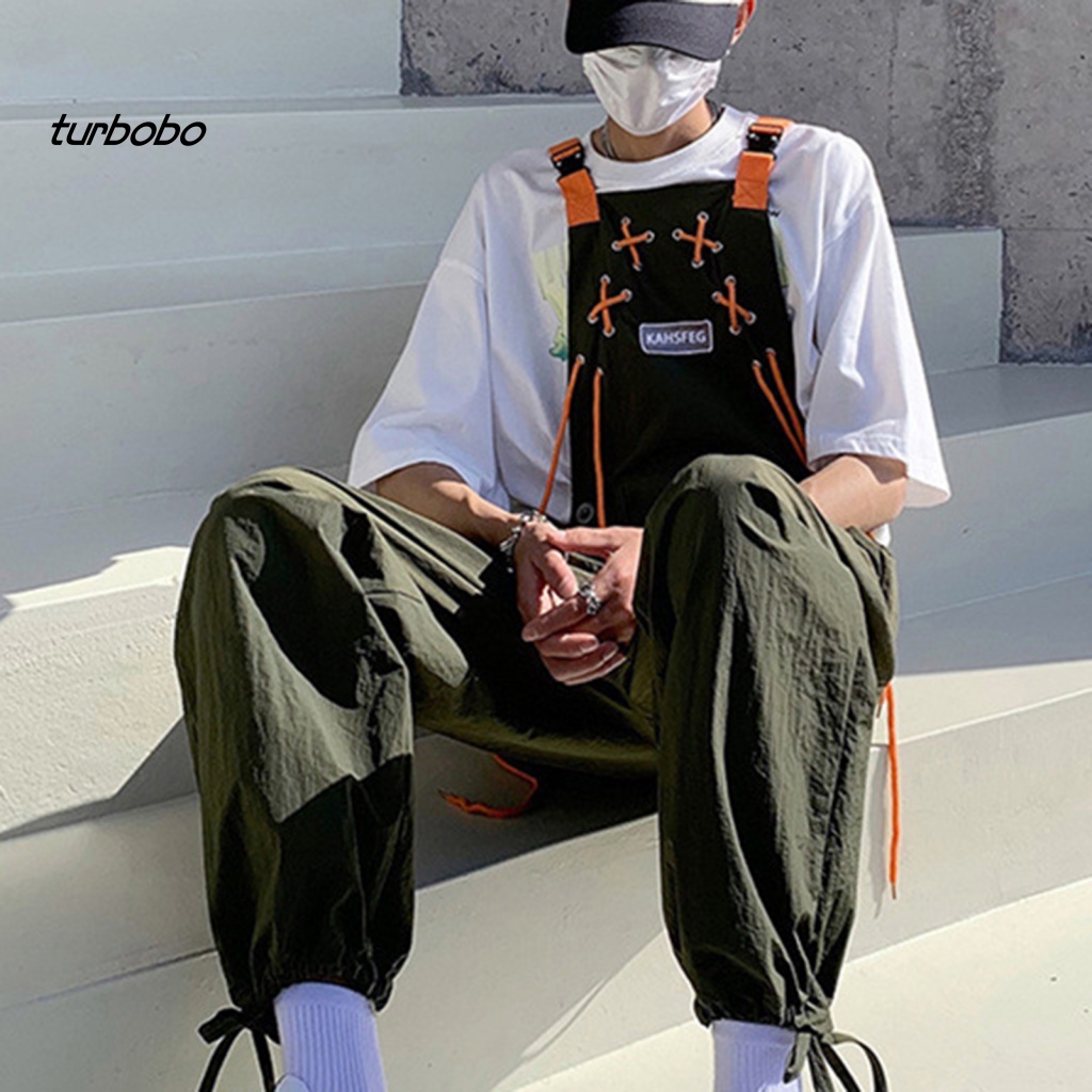 Bộ Áo Liền Quần Không Tay Dáng Rộng Màu Sắc Trơn Phong Cách Hip Hop Cho Nam