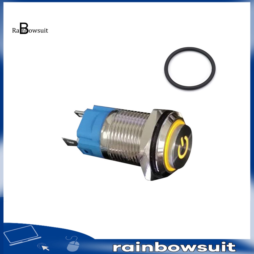 Nút Công Tắc Tự Khóa Bằng Kim Loại 16mm Chống Nước Có Đèn LED