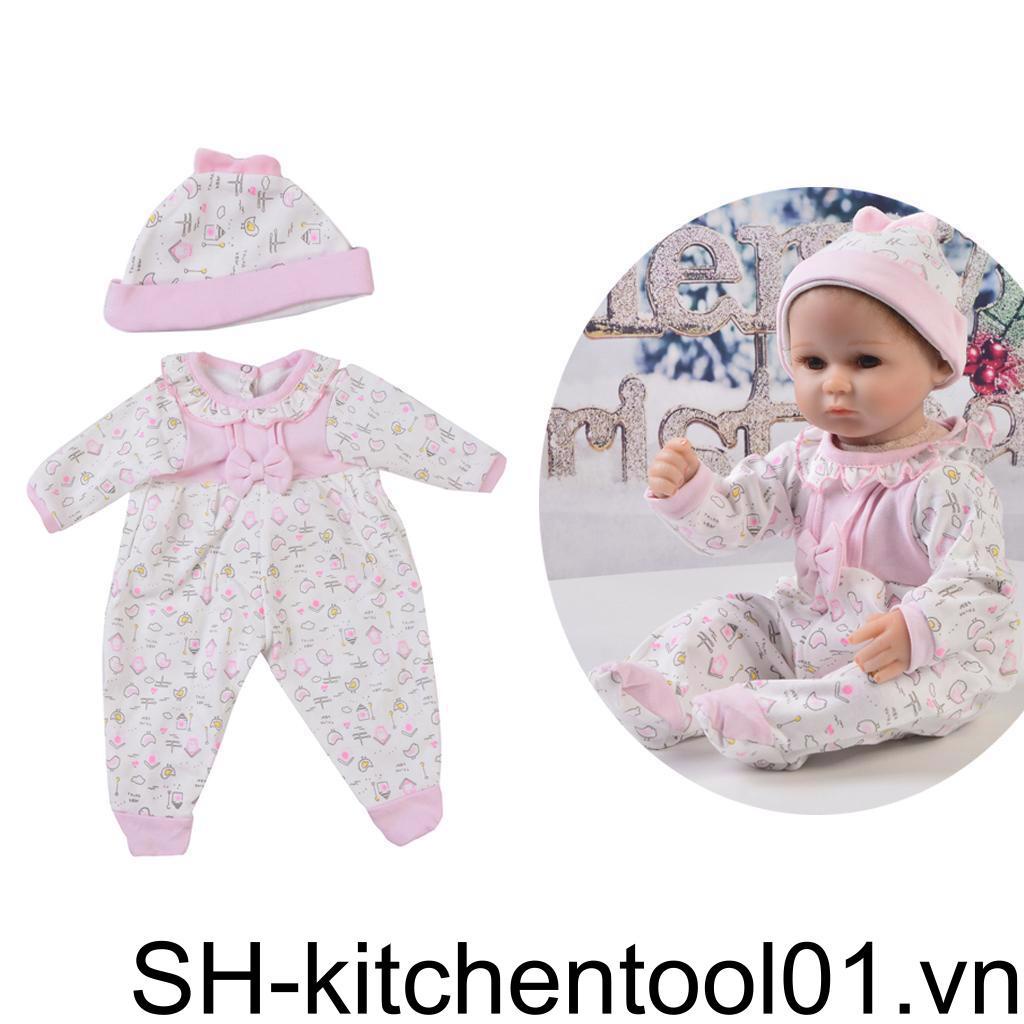 Bộ Áo Liền Quần Màu Hồng Kèm Nón Xinh Xắn Cho Búp Bê 17-18inch