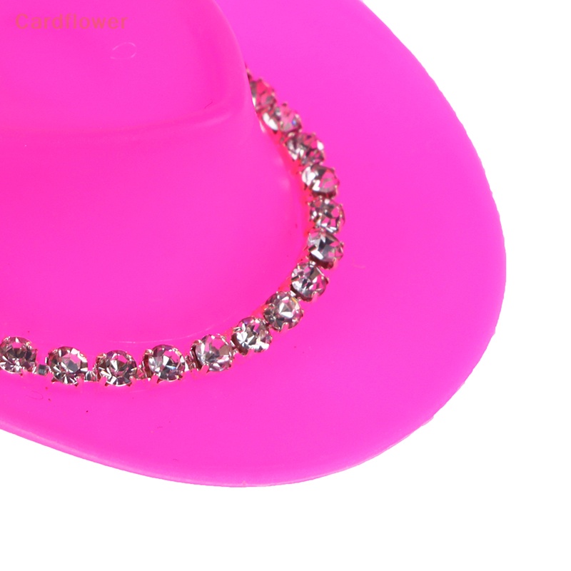 &lt; Cardflower &gt; Set 5 Mũ Cao Bồi Mini Màu Hồng Đính Kim Cương Thời Trang Sáng Tạo Và Thiết Thực Cho Búp Bê Bé Gái