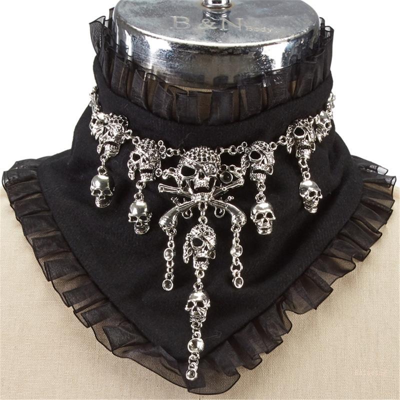 Vòng Cổ Choker Phối Bèo Nhún Phong Cách Steampunk Thời Trang Cho Nữ