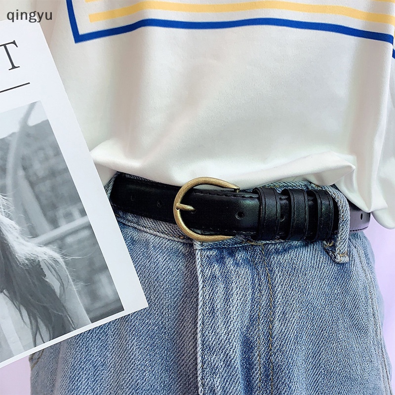 Thắt Lưng Da PU Khóa Vuông Màu Đen Phong Cách Vintage Mới Cho Nữ