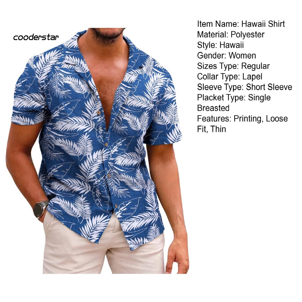 Áo Sơ Mi Tay Ngắn In Họa Tiết Chiếc Lá Phong Cách Hawaii Thời Trang Mùa Hè Cho Nam