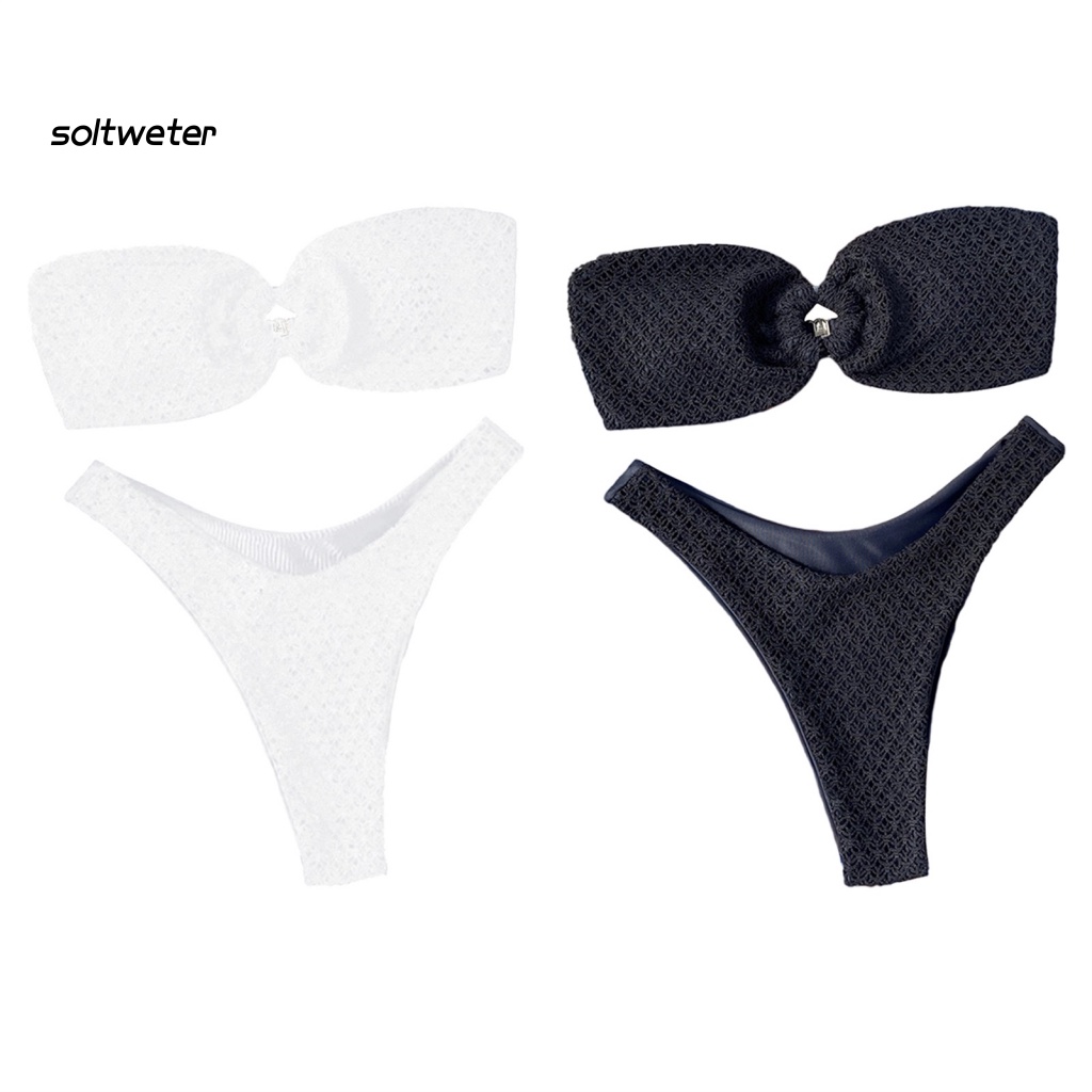 Bộ Đồ Bơi Bikini Lưng Cao Bằng Polyester Màu Trơn Thời Trang Quyến Rũ Cho Nữ