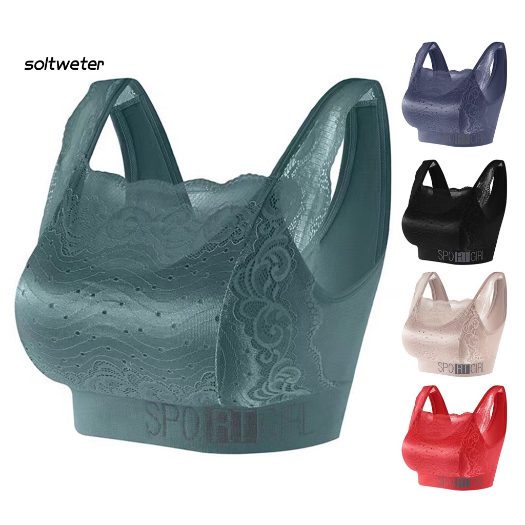 Áo Ngực Thể Thao Phối Ren Có Mút Nâng Ngực Chống Chảy Xệ Lưng Tạo Dáng Chữ V Cho Nữ