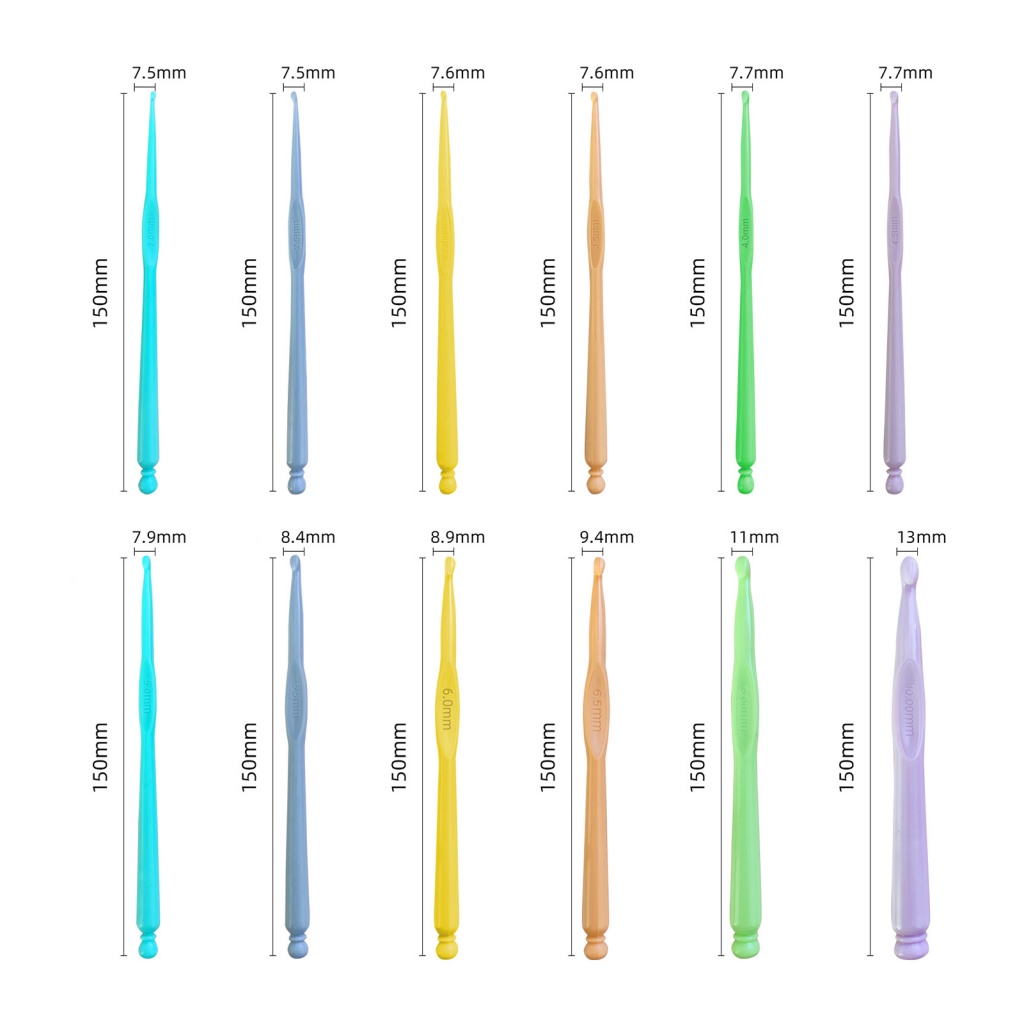 Hạnh Phúc Phụ Kiện Hạnh Phúc| Set 12 Kim Móc Len Bằng Nhựa Chuyên Dụng Cho Thợ May