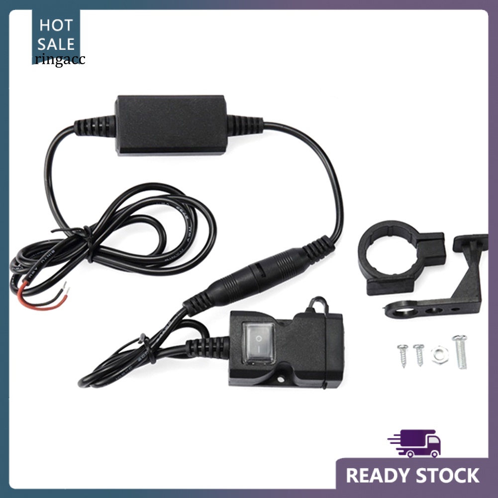 Bộ Sạc Điện Thoại Cổng USB Kép Gắn Tay Lái Xe Máy RGA 12-24V / 9-90V