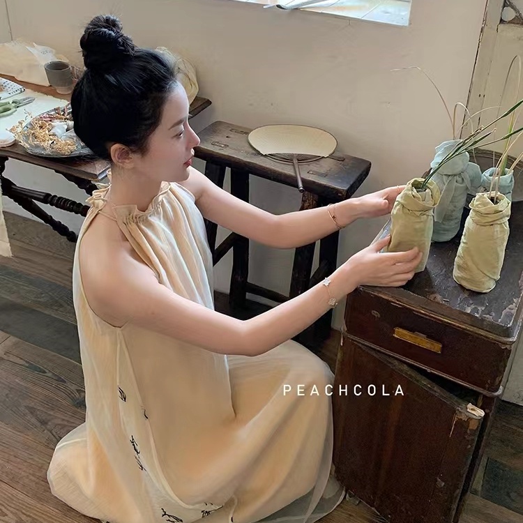 Đầm Dài Qua Gối Không Tay Phong Cách Trung Hoa Cổ Điển Thời Trang Mùa Hè Hàng Mới 2023 JN53