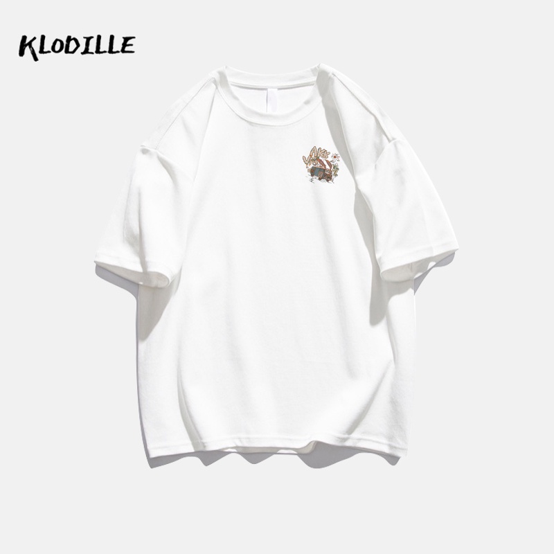 KLODILLE Áo Thun 100% Cotton Tay Ngắn Dáng Rộng In Hoạ Tiết Đơn Giản Trẻ Trung Cho Nam Giới Local Brand