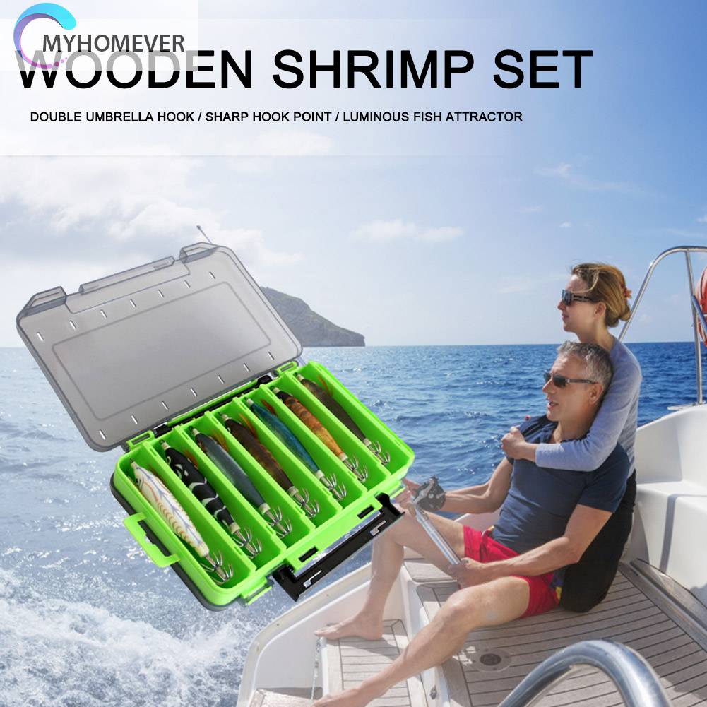 Bộ 14 Mồi Câu Cá Giả Hình Bạch Tuộc Dạ Quang Cứng Kèm Hộp Đựng