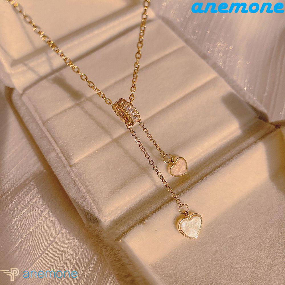 ANEMONE Vòng cổ Thép Titan Mặt Trái Tim Xinh Xắn Cho Nữ