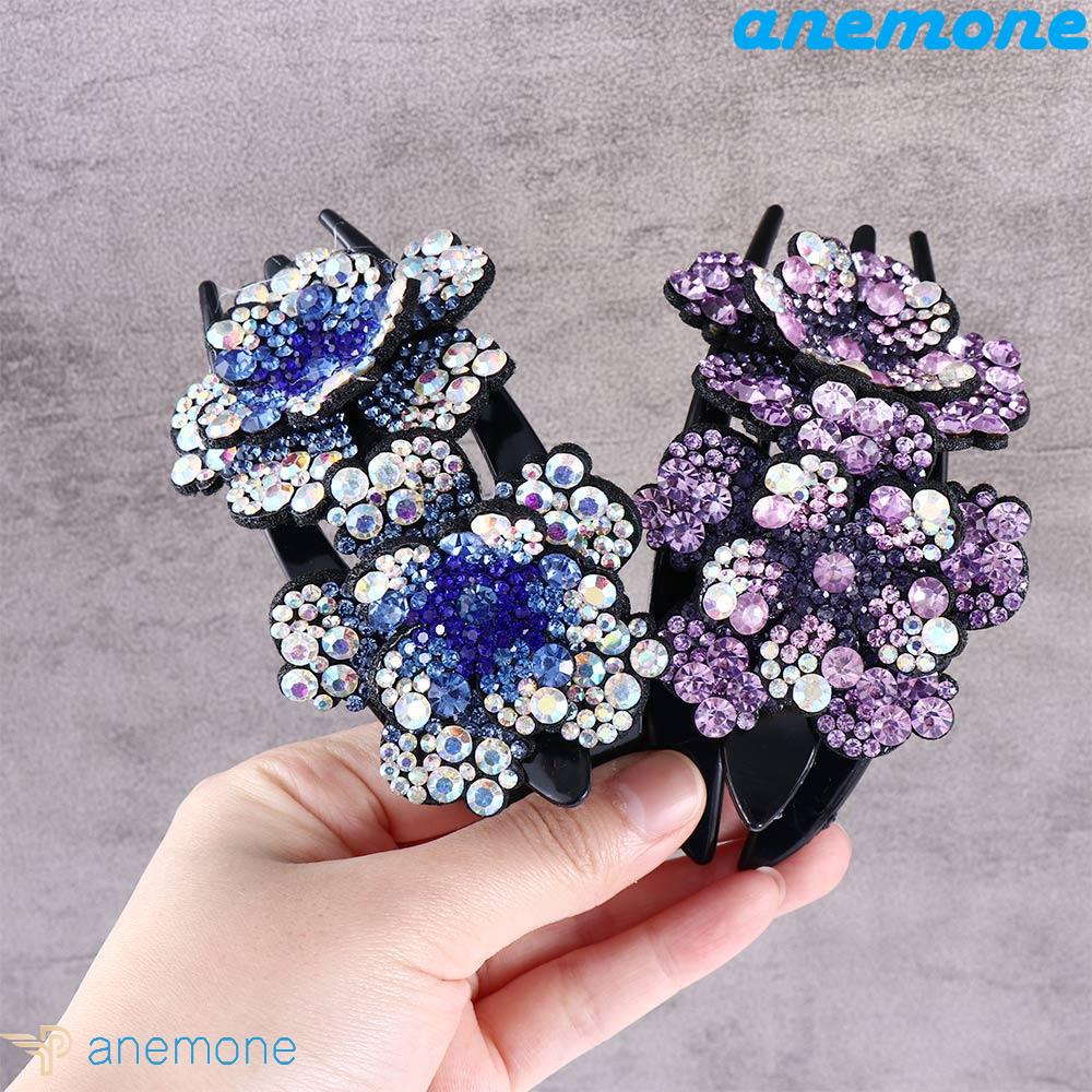 ANEMONE Kẹp Tóc Mỏ Vịt Đính Đá Chống Trượt Phong Cách Retro Cho Nữ