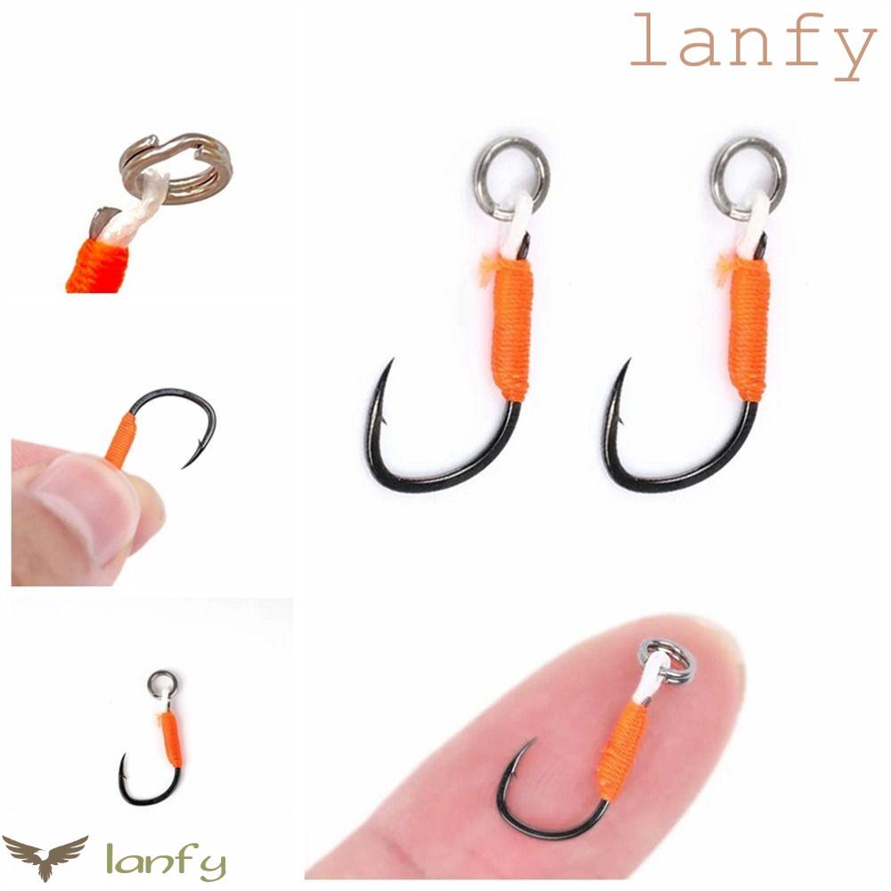 LANFY Set 10 Lưỡi Câu Cá Bằng Thép Cacbon Chất Lượng Cao