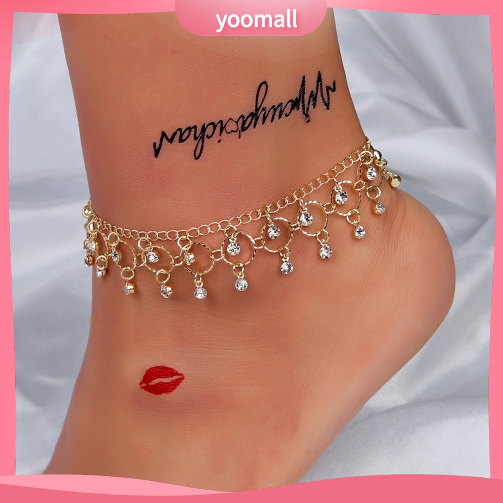 Lắc Chân Đính Đá Phối Tua Rua Phong Cách Vintage Thời Trang Cho Nữ