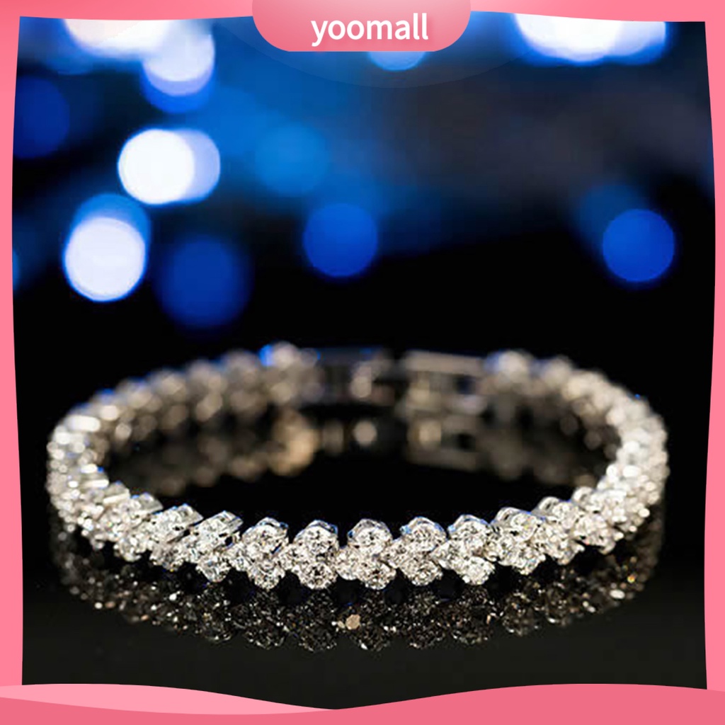 [YM] Vòng Tay Đính Đá Zircon Thanh Lịch Mặc Hàng Ngày Cho Nữ