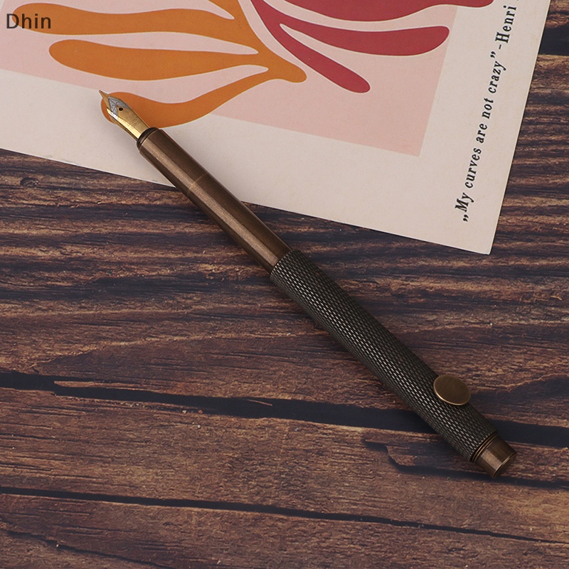 [Dhin] Brass Fountain Pen Short Pen EF/F/Bent Nib Excellent Business Office School Supplies Pen COD