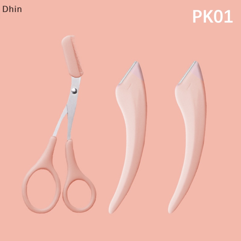 [Dhin] 1/2/3pcs Eyebrow Trimming Eyebrow Face Razor For Women Eyebrow Scissors With Comb Brow Trimmer Scraper COD