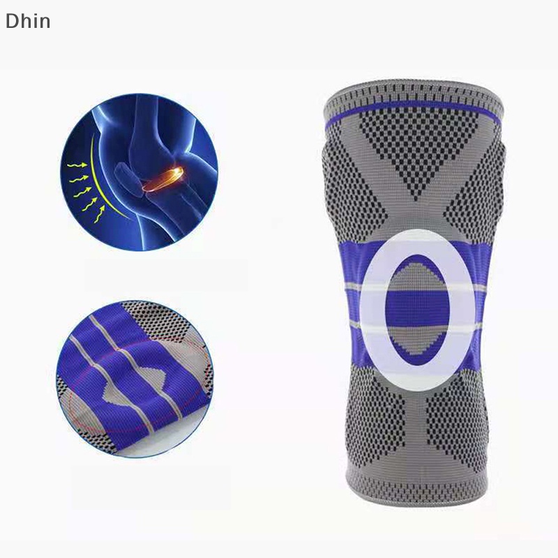 [Dhin] 1 PCS Silicone Padded Knee Pads Supports Brace Basketball Fitness Meniscus Patella Protection Kneepads Sports Safety Knee Sleeve COD