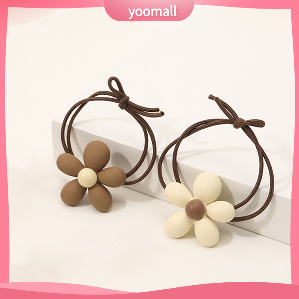 Dây Cột Tóc Co Giãn Mặt Nhám Đính Hoa Hoạt Hình Dễ Thương