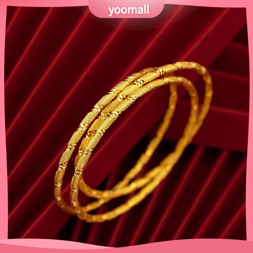 [YM] Set 3 Vòng Tay Bắt Mắt Màu Vàng Đồng Thau Tinh Tế Quyến Rũ Tinh Tế Hằng Ngày Cho Nữ Giới
