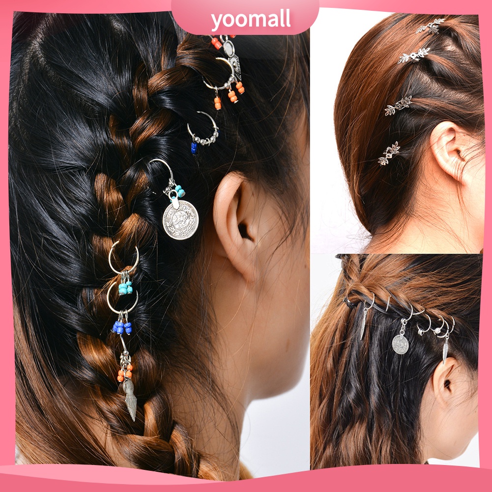 1 Gói Kẹp Tóc Đuôi Heo Châu Phi Đính Hạt DIY