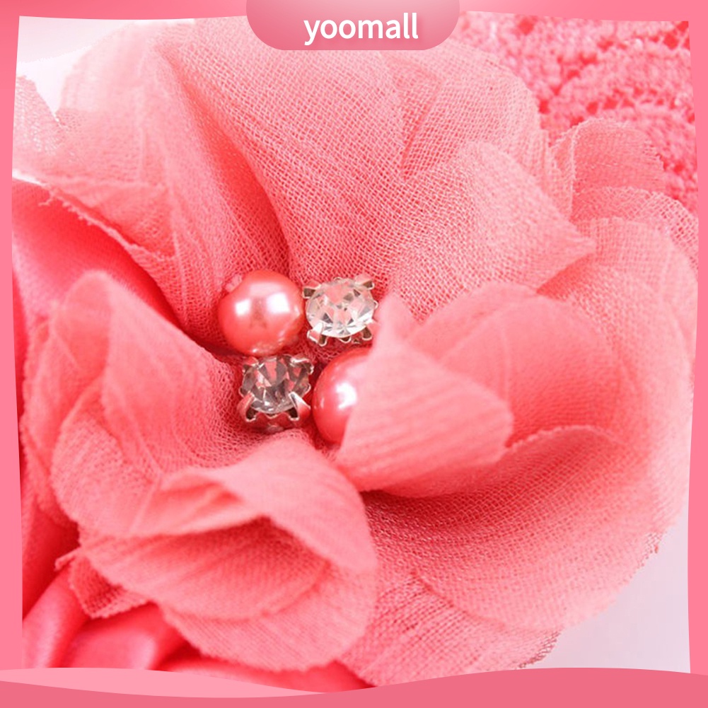 Băng Đô Đính Hạt Phối Ren Hoa Hồng Xinh Xắn Cho Bé