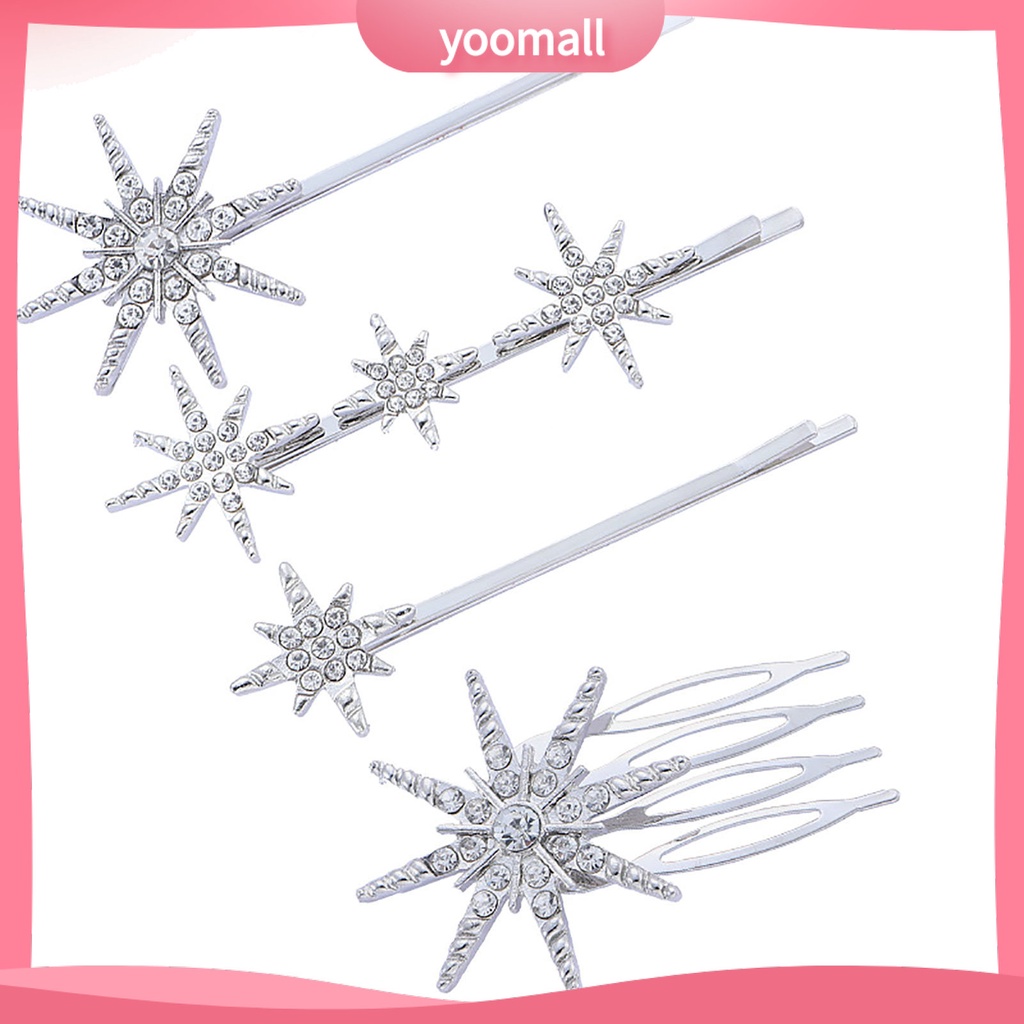 Set 4 Kẹp Tóc Hình Ngôi Sao Đính Đá Thời Trang Cho Cô Dâu